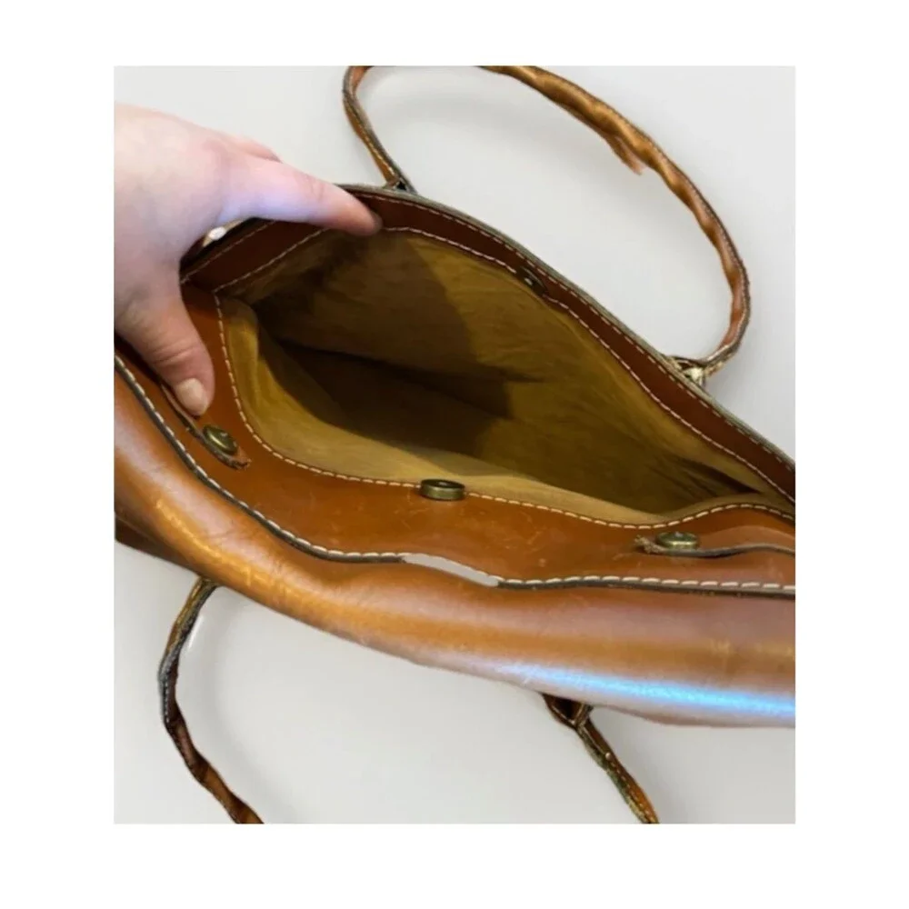 Patricia Nash Vienna Satchel Tan Distressed Vintage Leather Large NWT